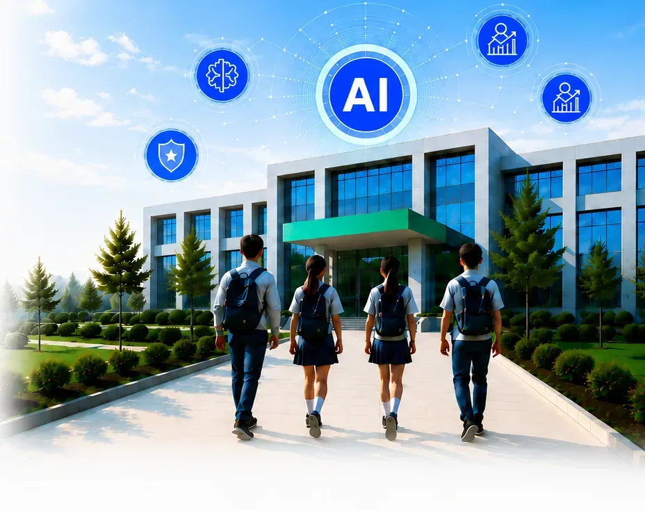 Ученики идут в школу с AI-платформой